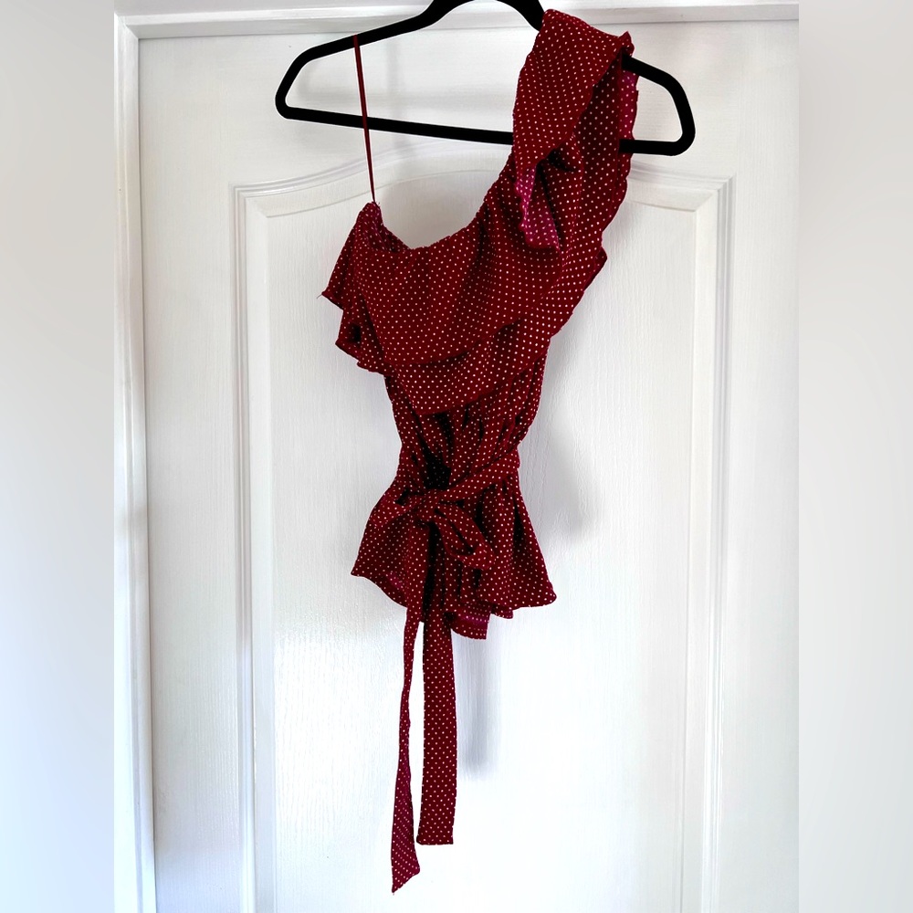 Maeve Burgundy Rita Ruffled Blouse - Picture 3 of 6